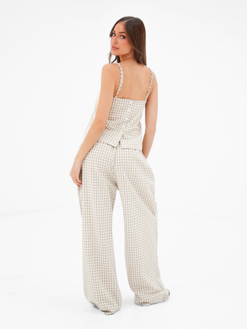 Lottie Gingham Cami Top - Bräunen