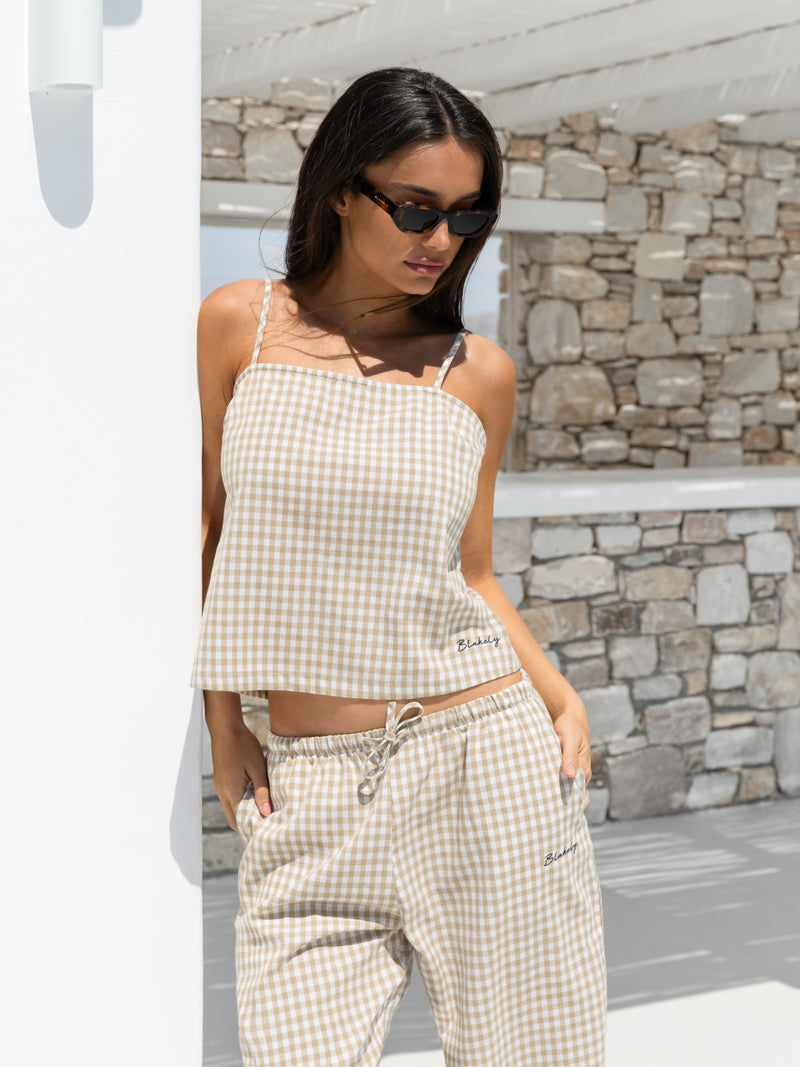 Lottie Gingham Cami Top - Bräunen