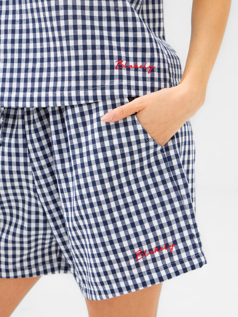 Lottie Gingham Shorts - Marine