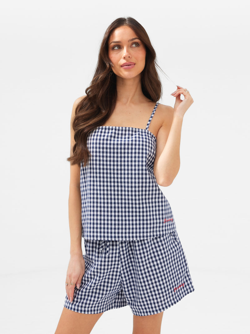 Lottie Gingham Shorts - Marine