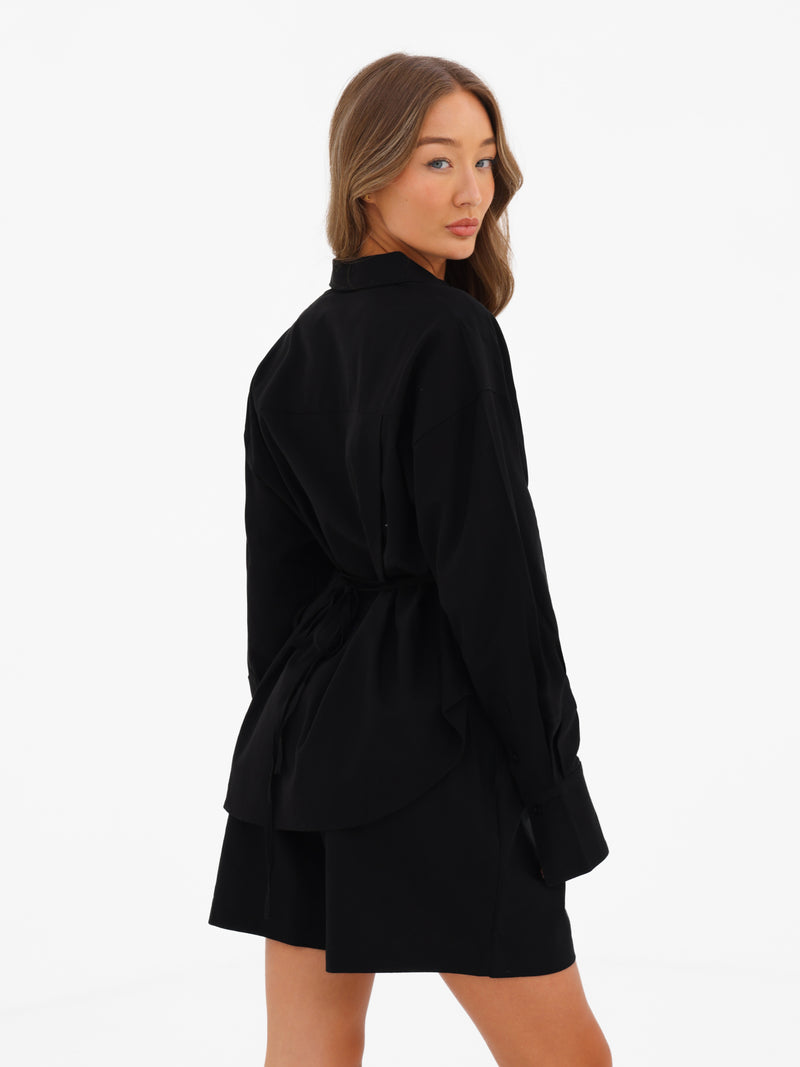 Alessia Linen Shirt - Schwarz