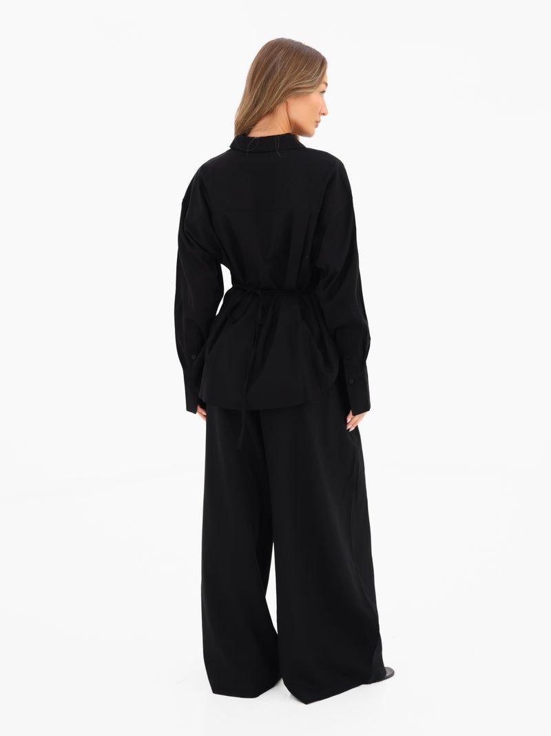 Alessia Linen Shirt - Schwarz