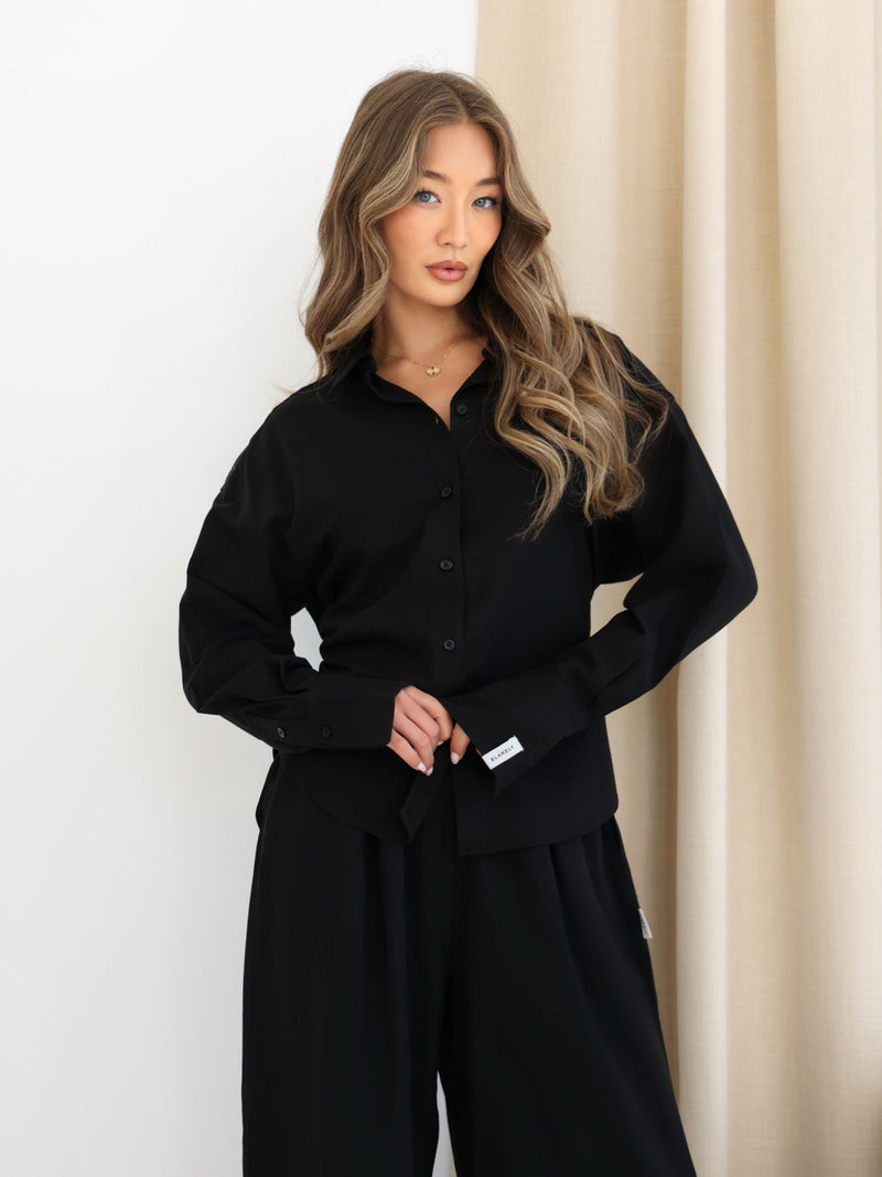 Alessia Linen Shirt - Schwarz