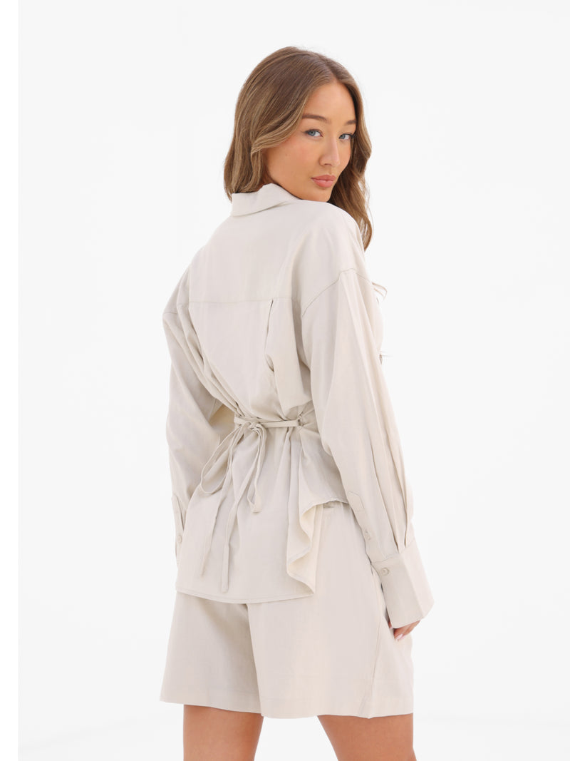 Alessia Linen Shirt - Cremefarben