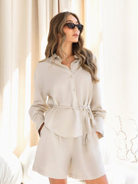 Alessia Linen Shirt - Cremefarben