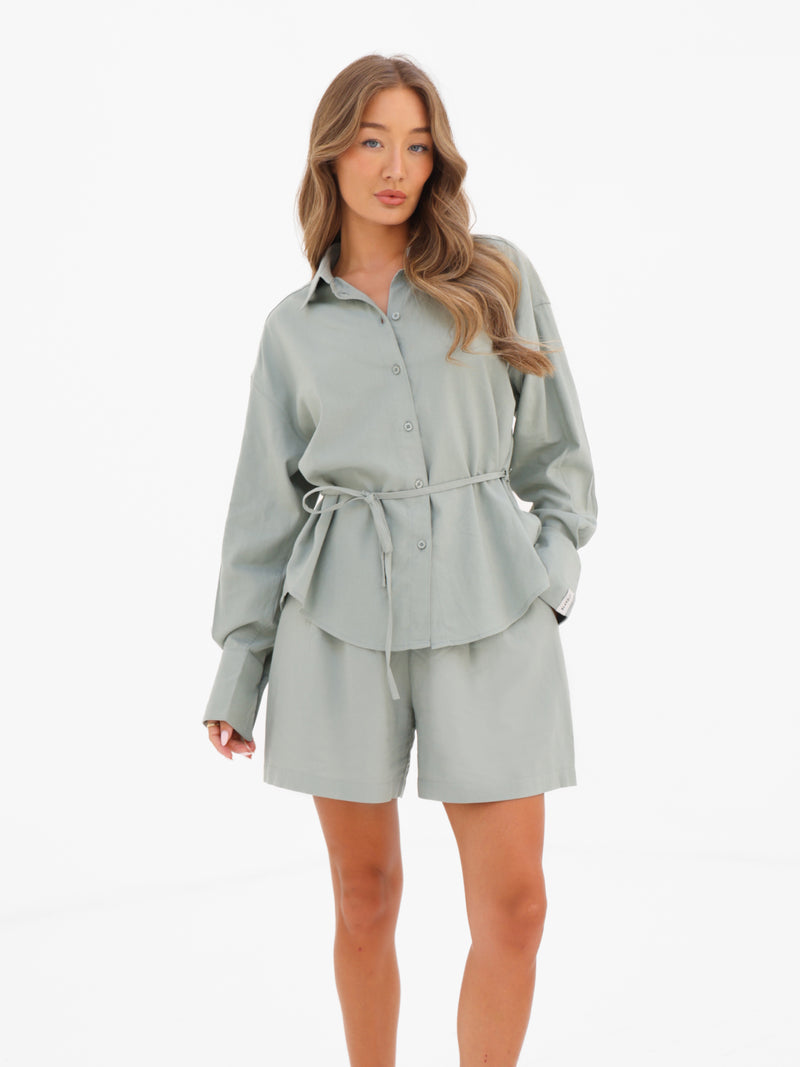 Alessia Linen Shirt - Weicher Salbei