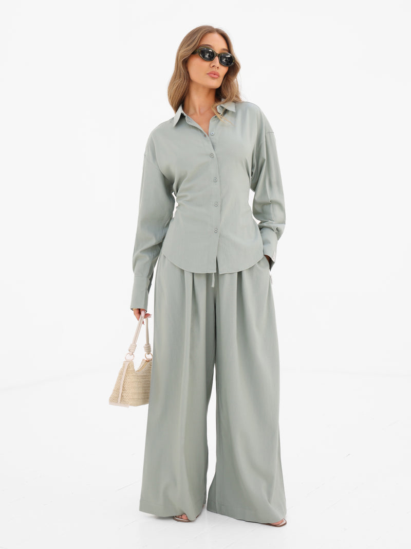 Alessia Linen Shirt - Weicher Salbei