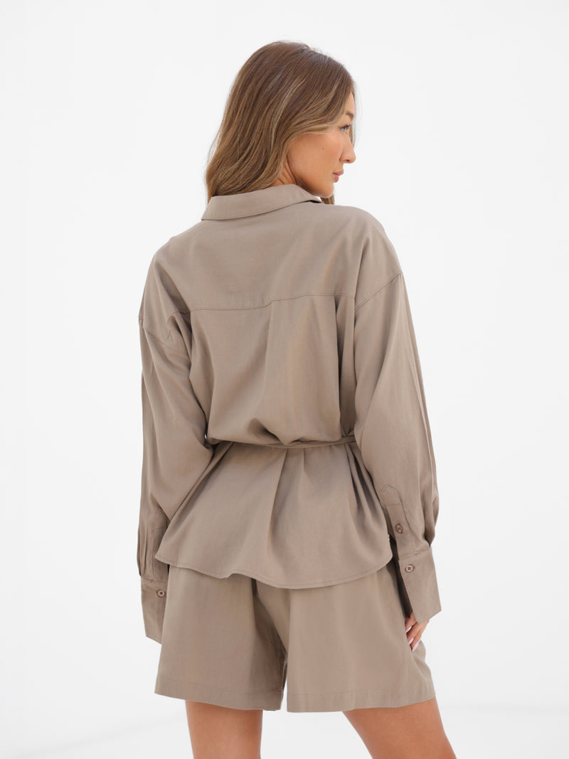 Alessia Linen Shirt - Bräunen