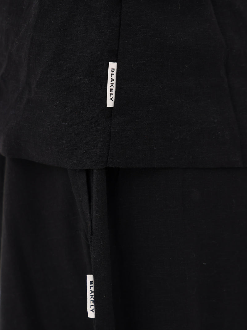 *INÉDIT* 4689-1 Pantalon large en lin doux pour femme - Noire