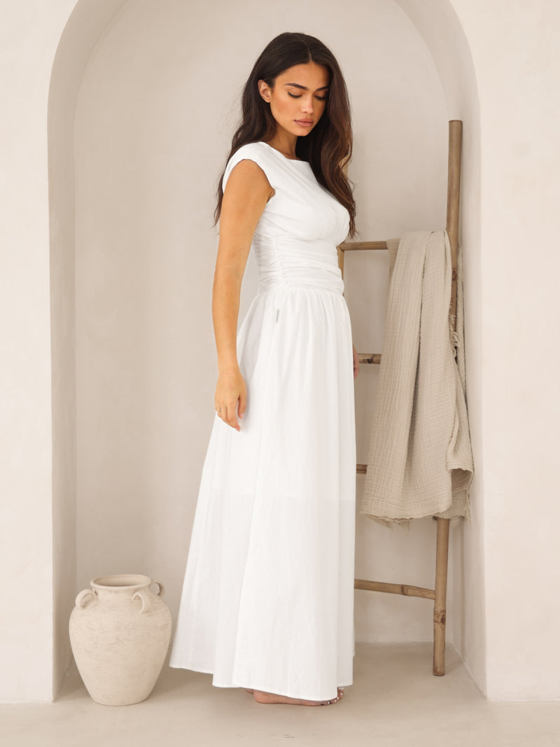 Kaia Poplin Maxi Dress - Blanche