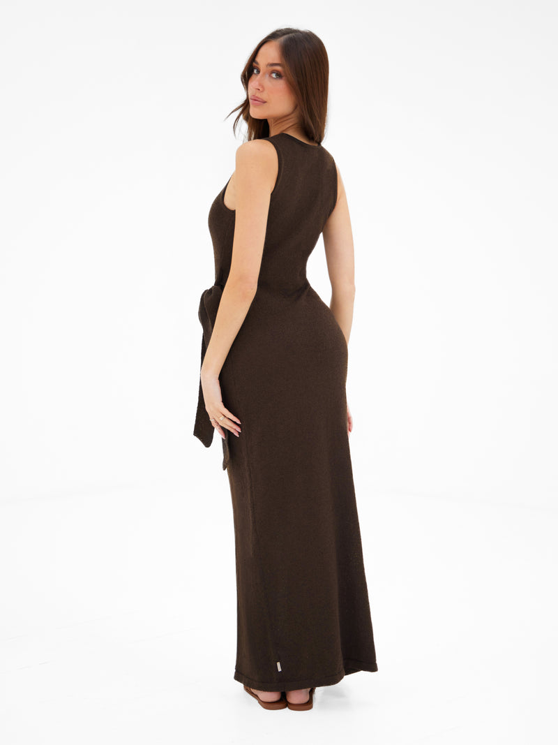 Mae Tied Waist Dress - Braun