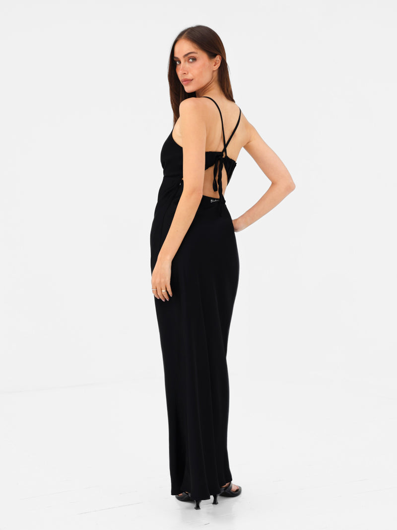 Thalia Satin Dress - Zwart