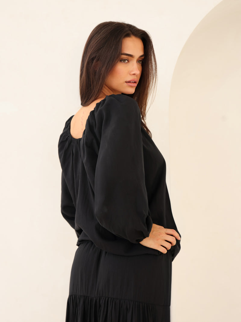 *INÉDIT* 5061 Chemise Boho pour femmes - Noire