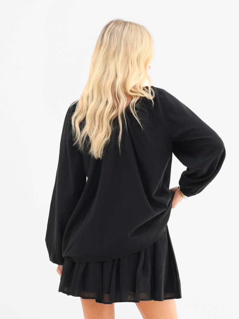 *INÉDIT* 5061 Chemise Boho pour femmes - Noire