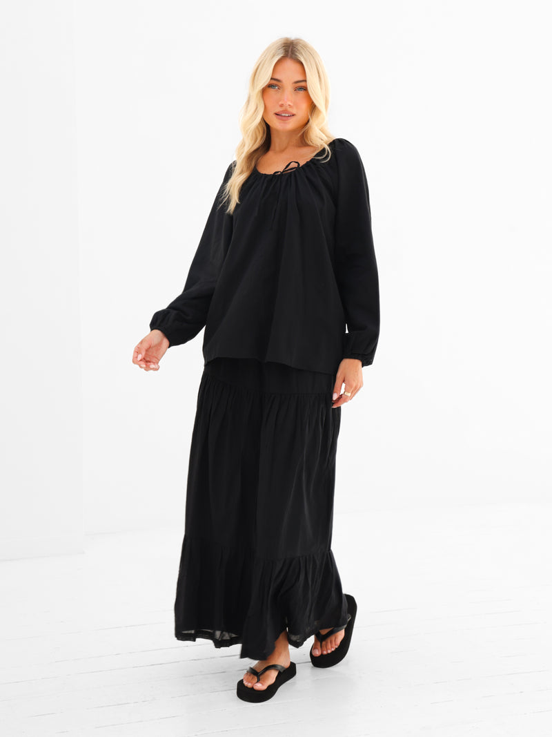 *INÉDIT* 5061 Chemise Boho pour femmes - Noire
