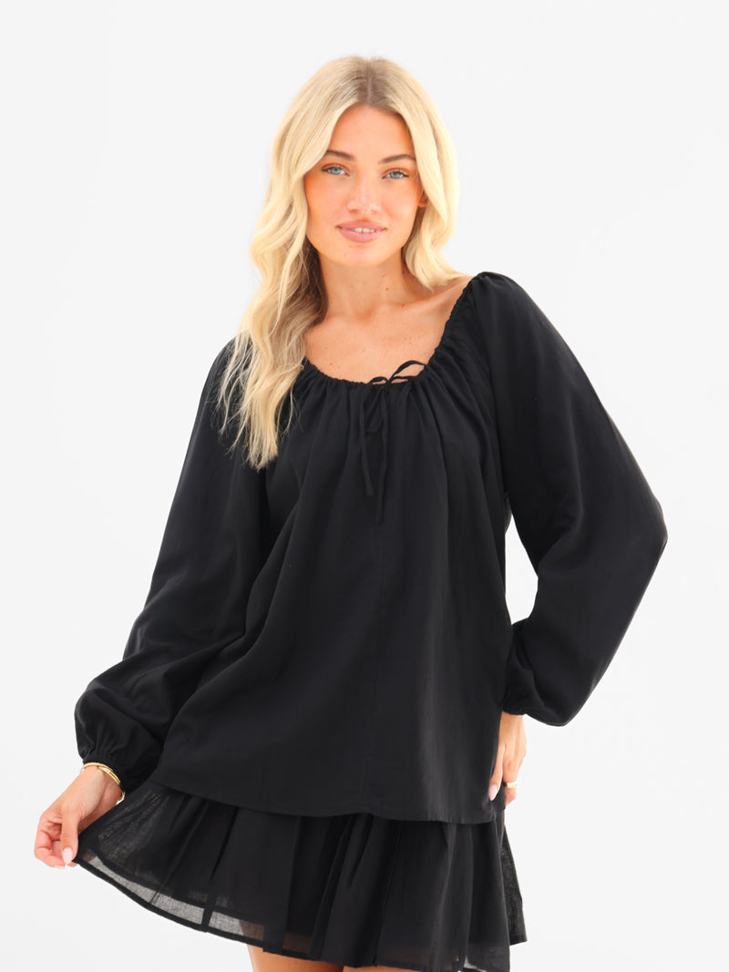 *INÉDIT* 5061 Chemise Boho pour femmes - Noire