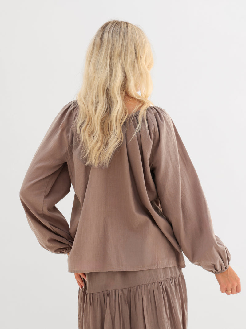 *INÉDIT* 5061 Chemise Boho pour femmes - Brun