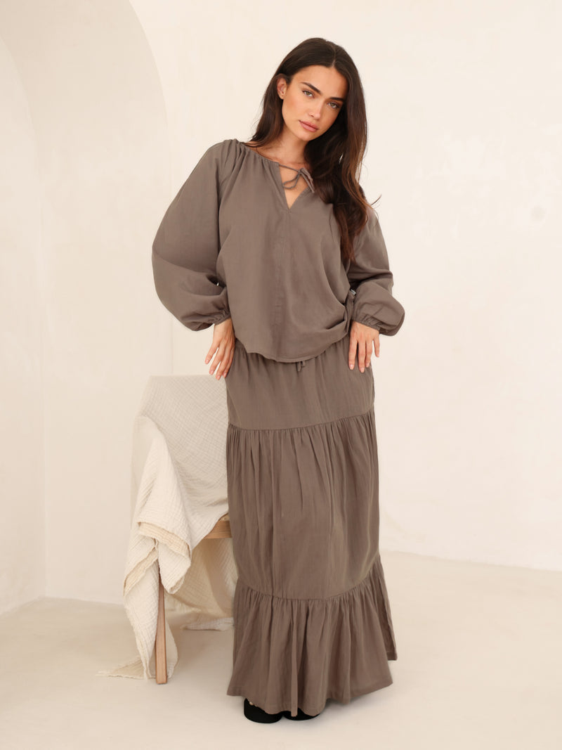 *INÉDIT* 5061 Chemise Boho pour femmes - Brun