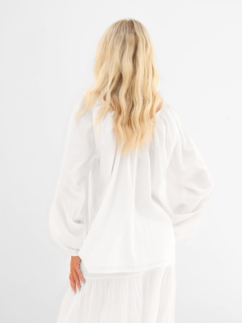 *INÉDIT* 5061 Chemise Boho pour femmes - Blanche