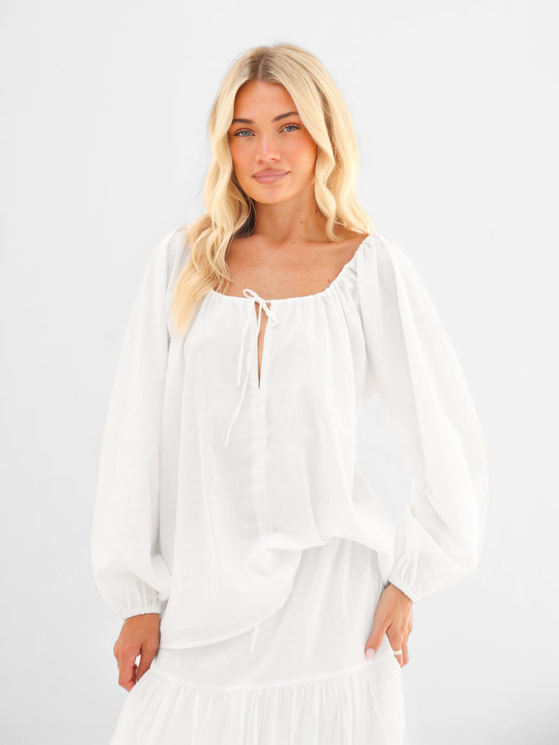 *INÉDIT* 5061 Chemise Boho pour femmes - Blanche
