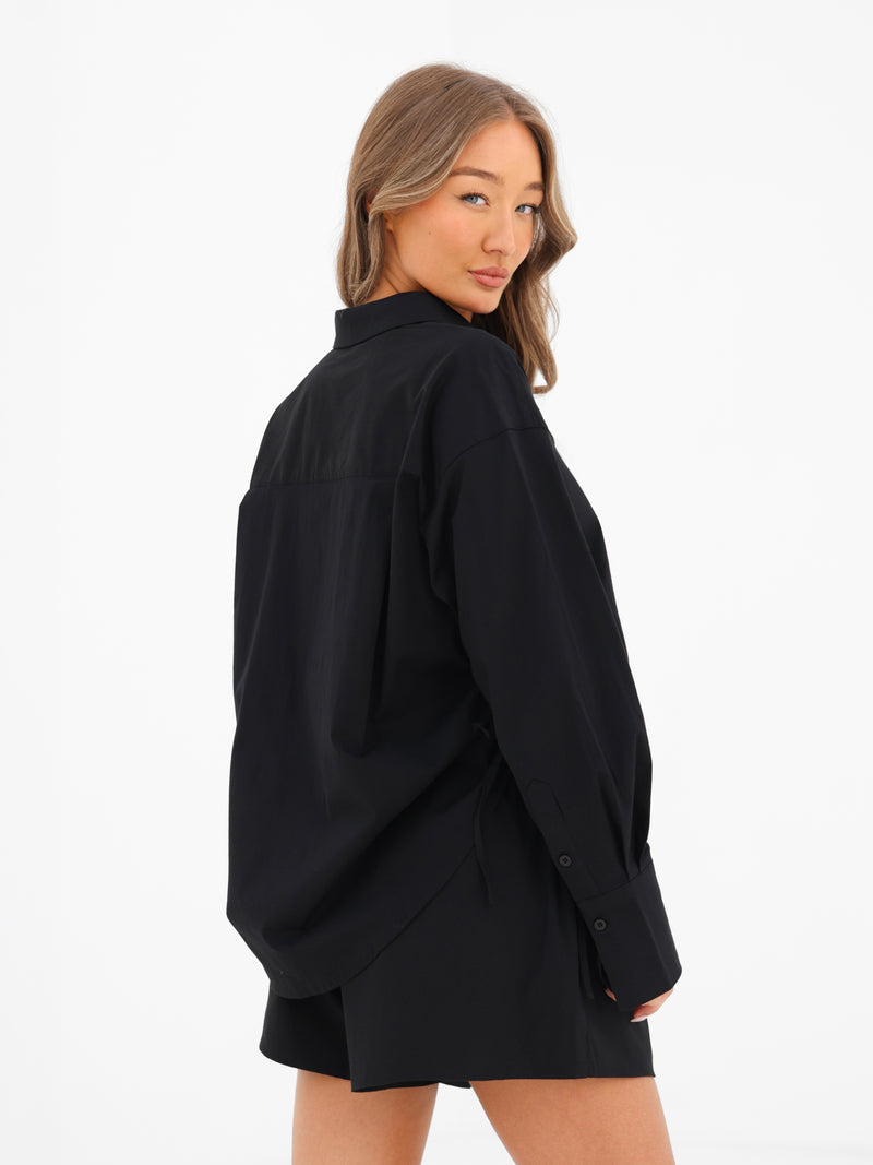 Kaia Oversized Poplin Shirt - Noire
