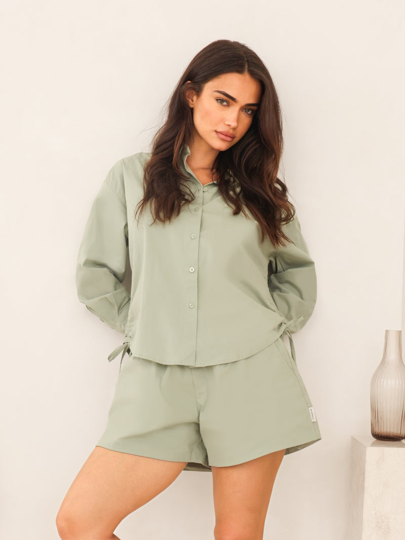 Kaia Oversized Poplin Shirt - Pistache