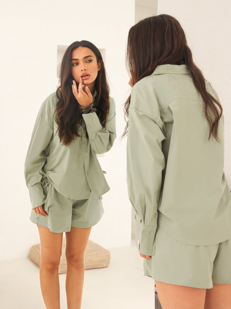 Kaia Oversized Poplin Shirt - Pistache