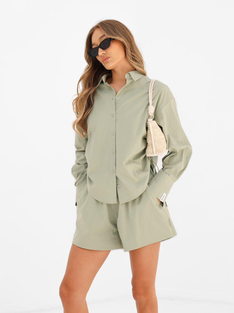 Kaia Oversized Poplin Shirt - Pistache