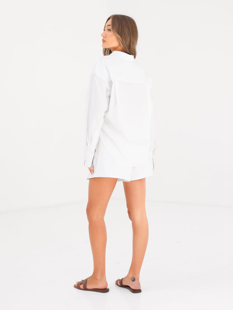 Kaia Oversized Poplin Shirt - Blanche
