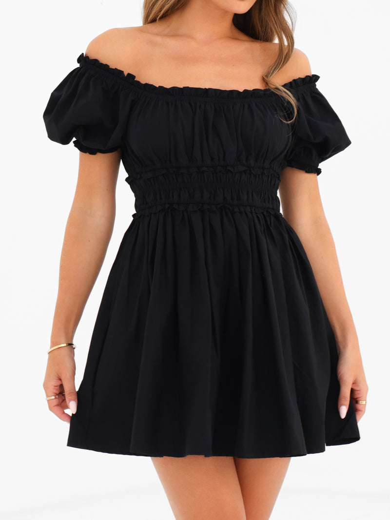 Kaia Poplin Mini Dress - Noire