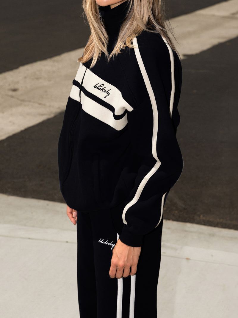Yasmin Full Zip Jumper - Schwarz
