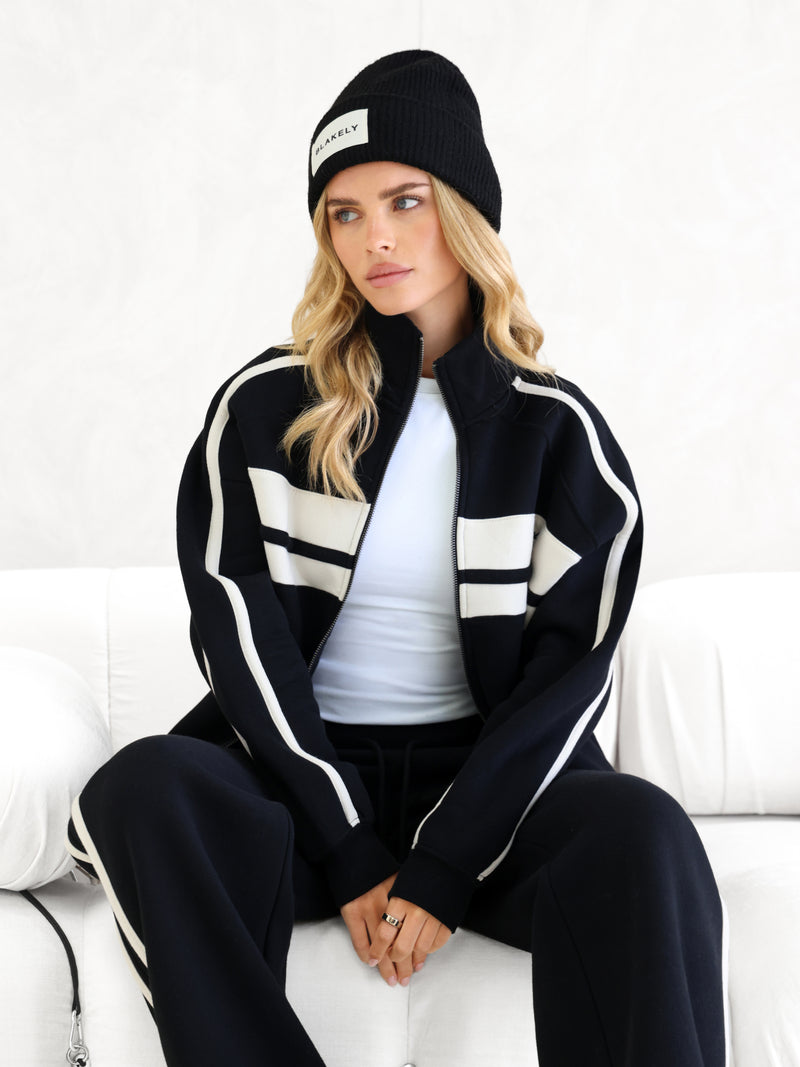 Yasmin Full Zip Jumper - Schwarz
