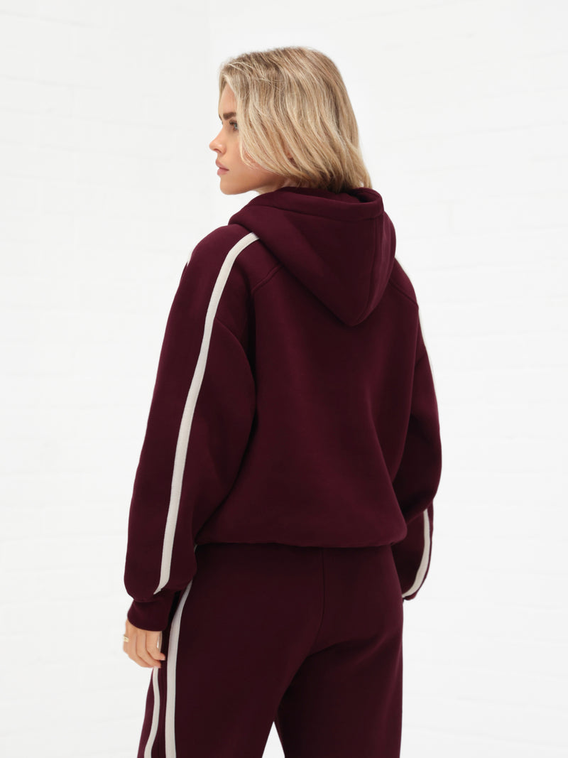 Yasmin 1/4 Zip Hoodie - Tiefes Burgunderrot