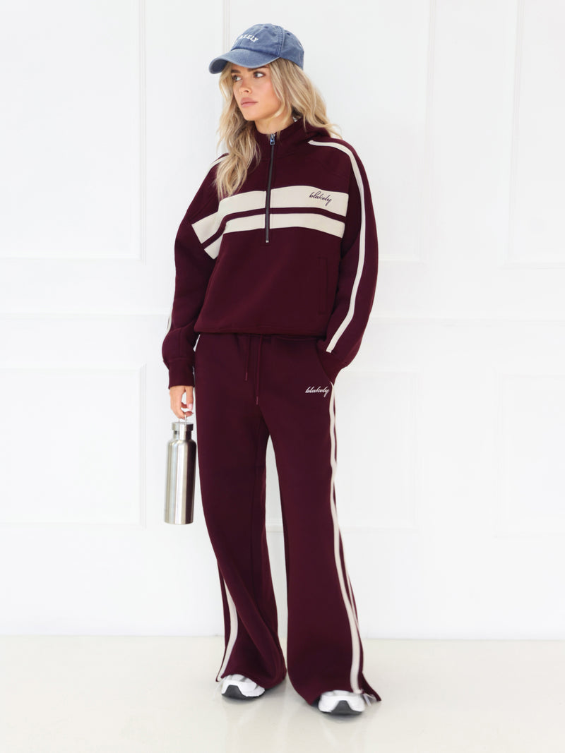 Yasmin 1/4 Zip Hoodie - Tiefes Burgunderrot