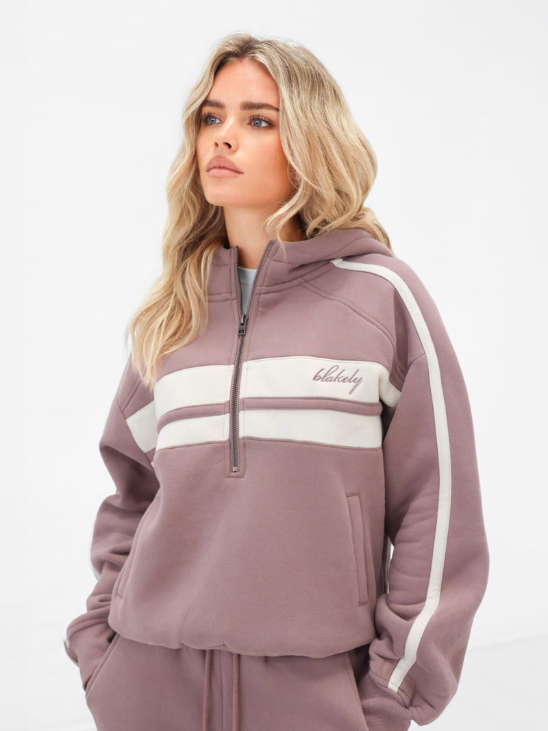 Yasmin 1/4 Zip Hoodie - Staubiges Rosa