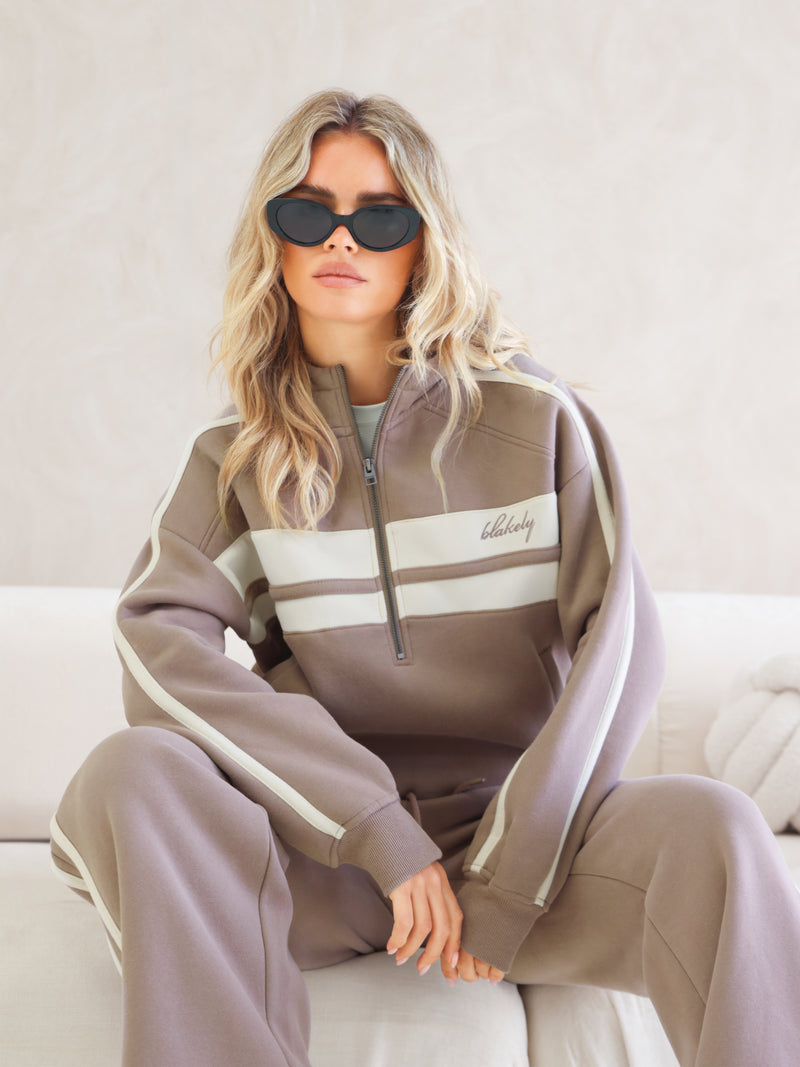 Yasmin 1/4 Zip Hoodie - Soft Brown