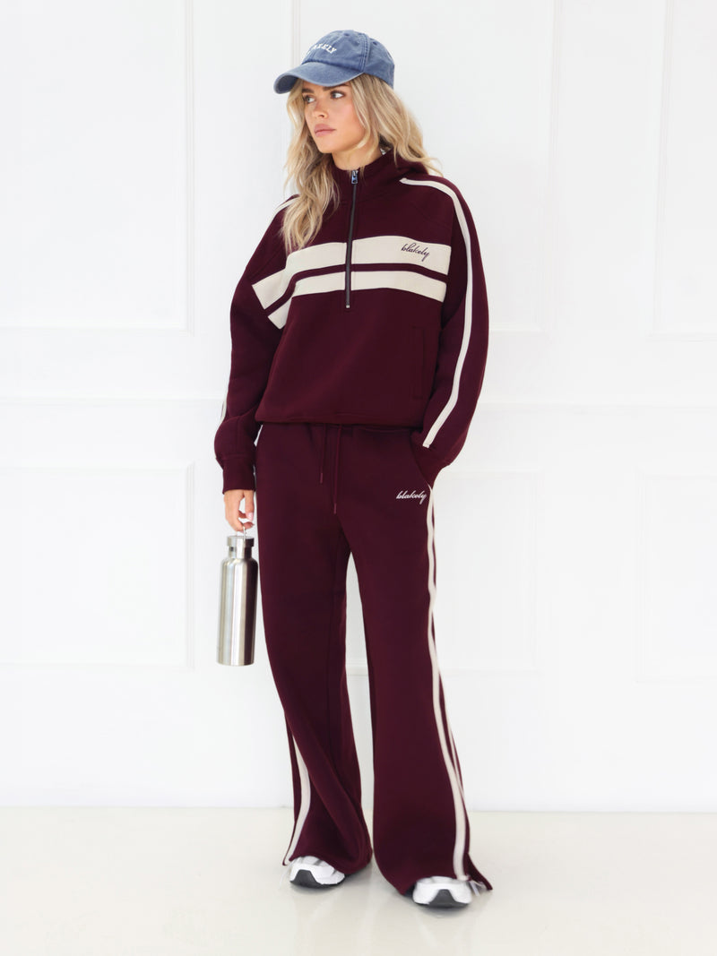 Yasmin Wide Leg Sweatpants - Tiefes Burgunderrot