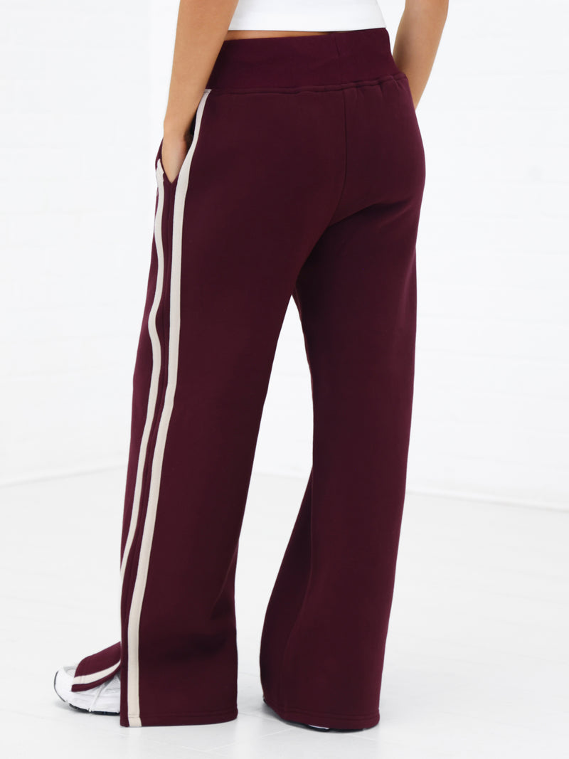 Yasmin Wide Leg Sweatpants - Tiefes Burgunderrot