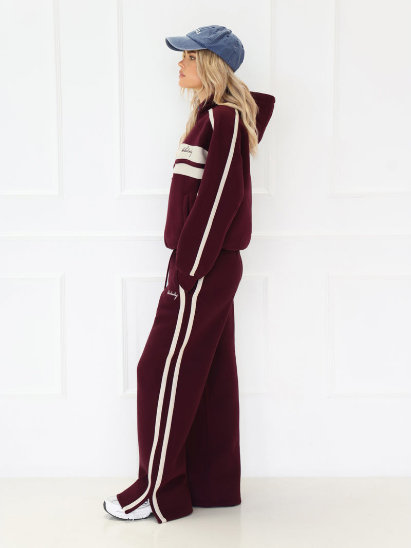 Yasmin Wide Leg Sweatpants - Tiefes Burgunderrot