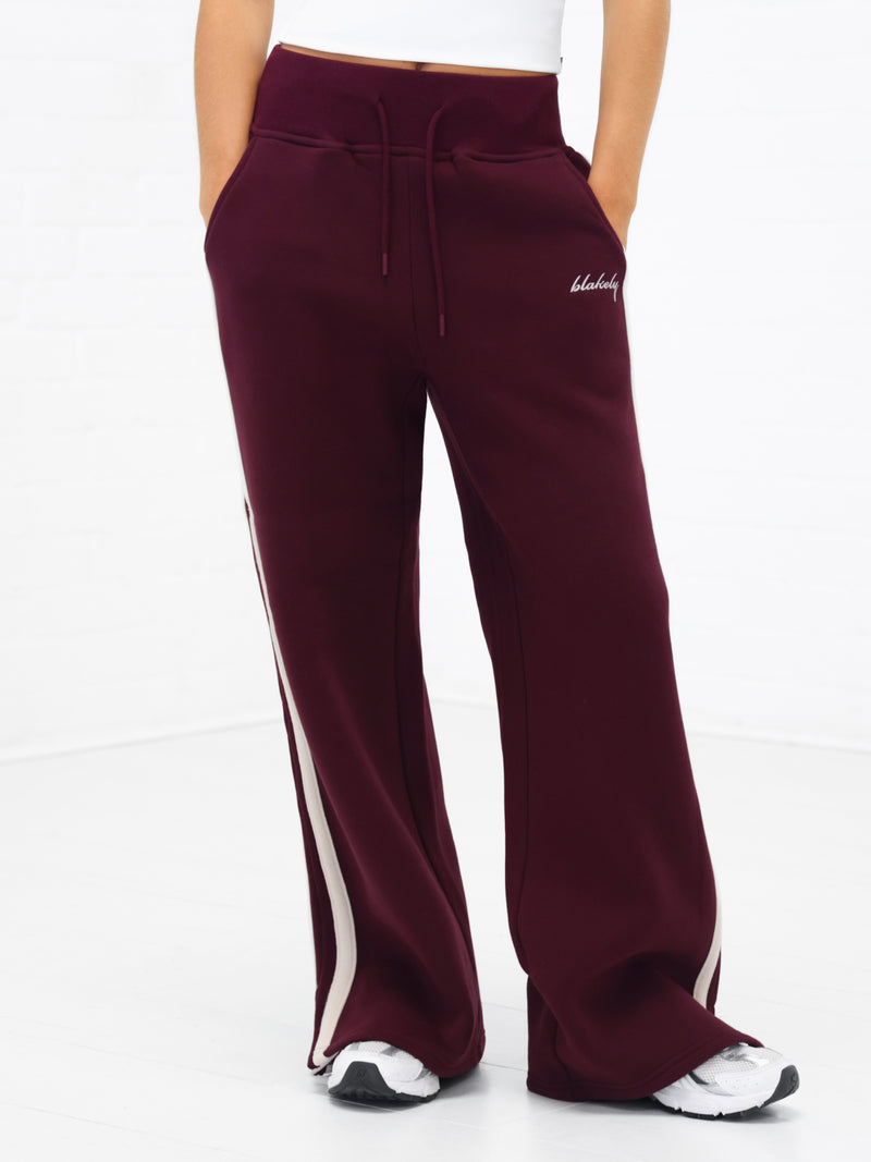 Yasmin Wide Leg Sweatpants - Tiefes Burgunderrot