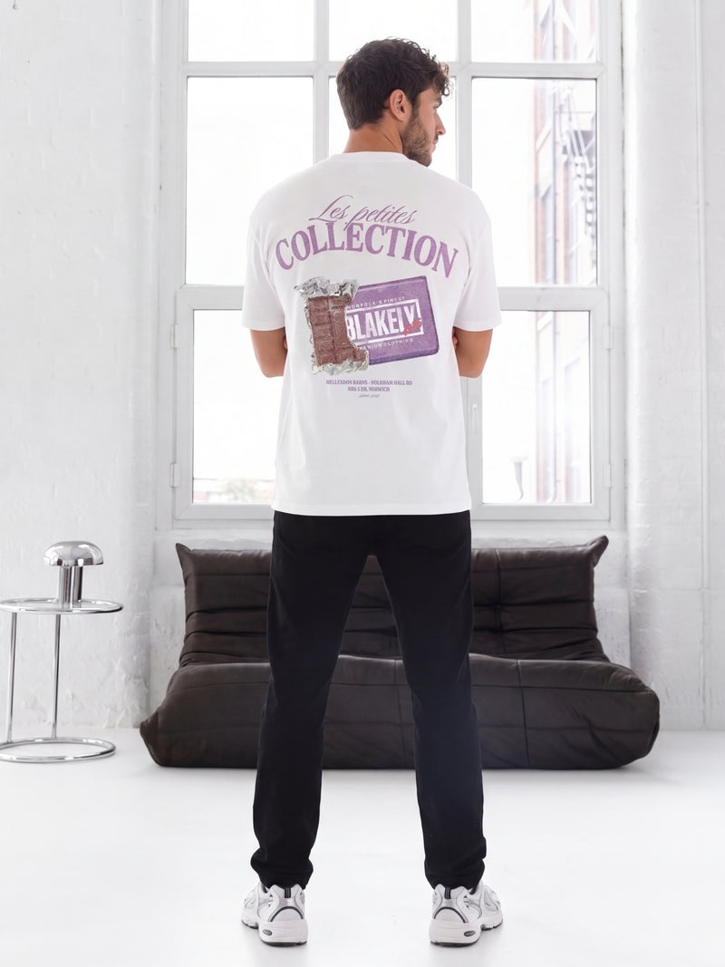 Colby Chocolate Print Relaxed T-Shirt - Weiß & Lila