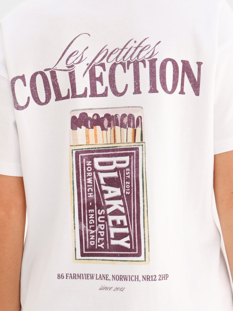 Macy Matchbox Print Oversized T-Shirt - Wit & Paars