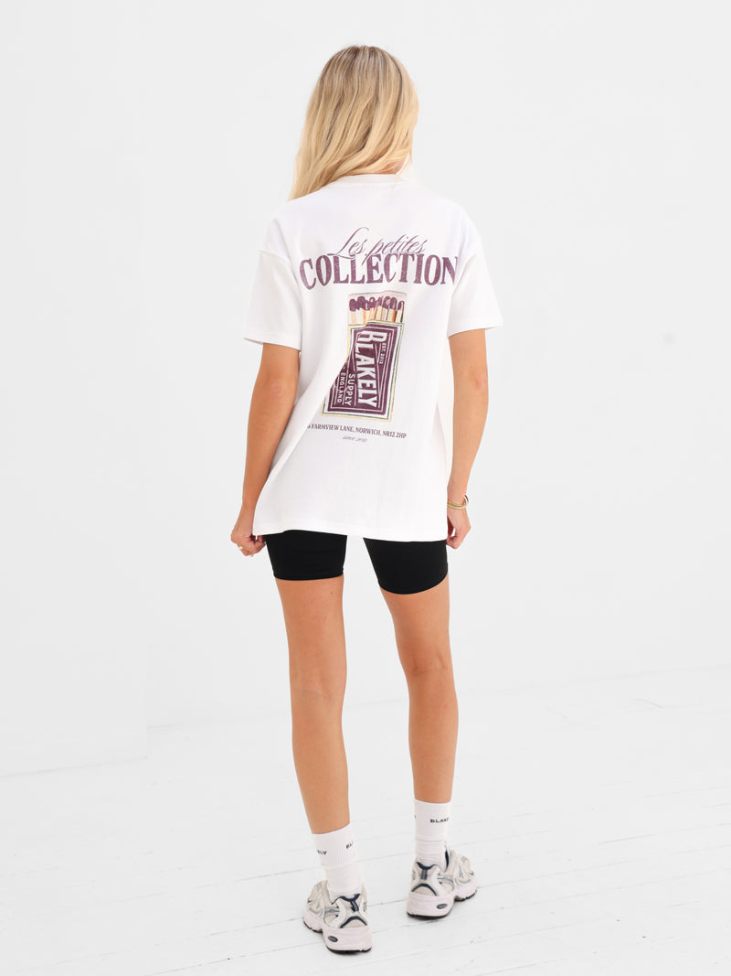 Macy Matchbox Print Oversized T-Shirt - Wit & Paars