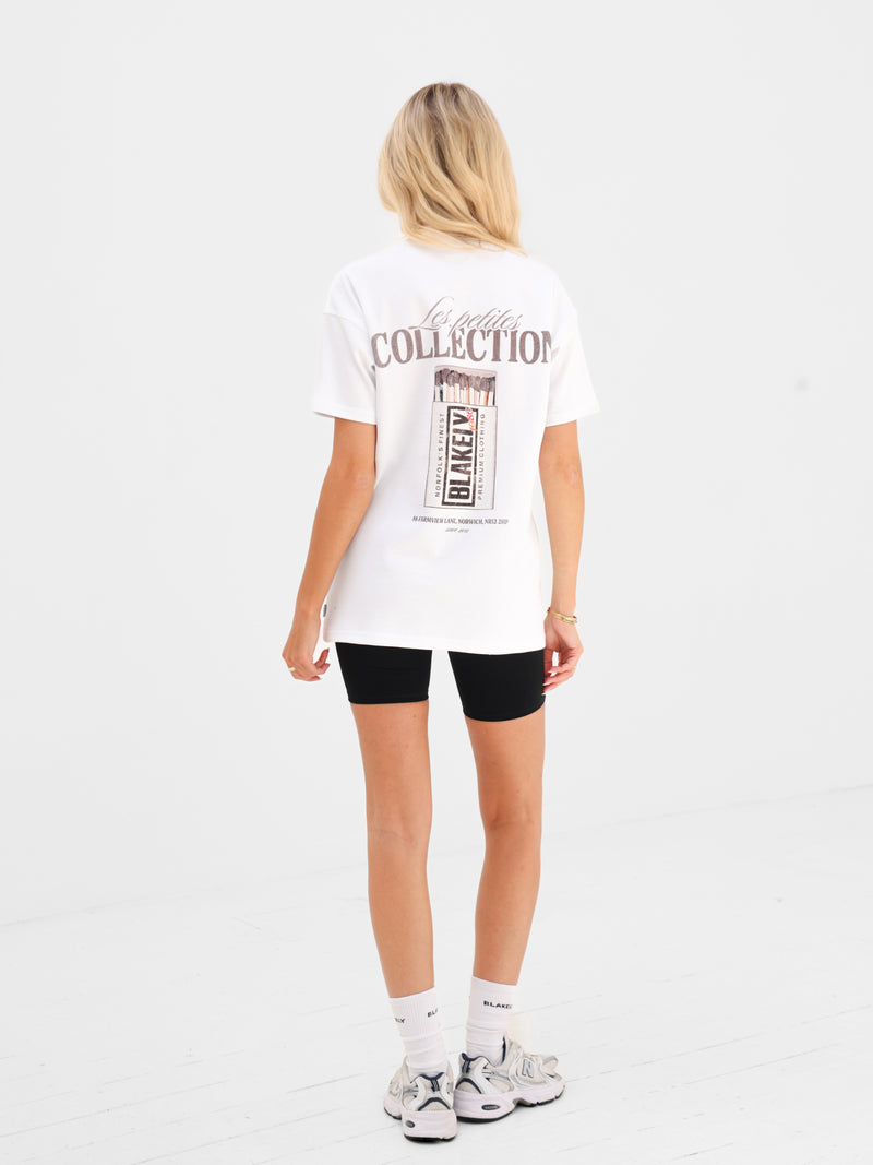 Macy Matchbox Print Oversized T-Shirt - Wit & Bruin