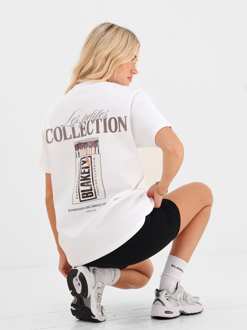 Macy Matchbox Print Oversized T-Shirt - Wit & Bruin