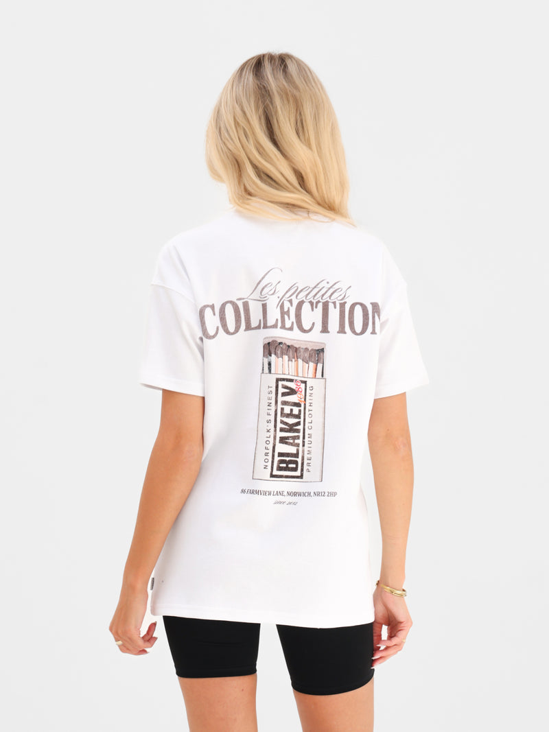 Macy Matchbox Print Oversized T-Shirt - Wit & Bruin