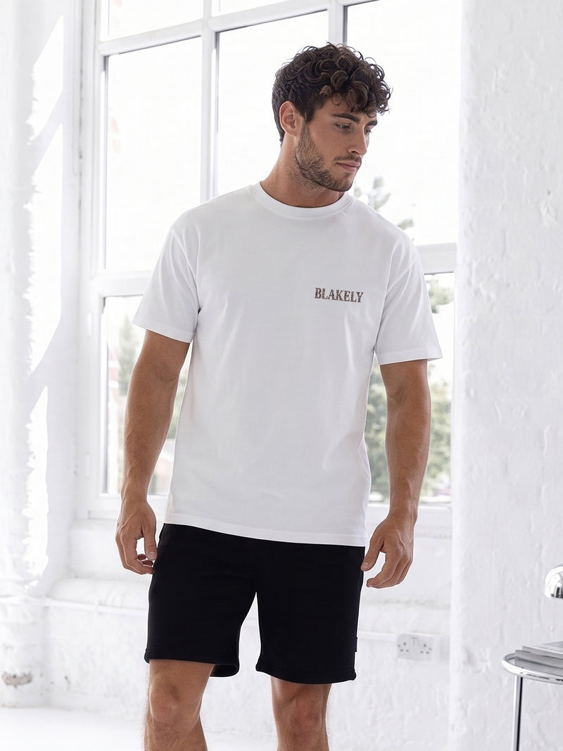 Mylo Matchbox Print Relaxed T-Shirt - Weiß & Braun
