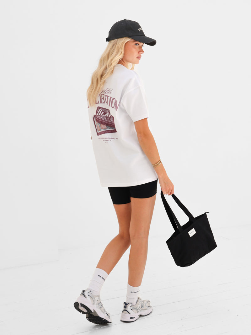 Cece Chocolate Print Oversized T-Shirt - Weiß & Braun