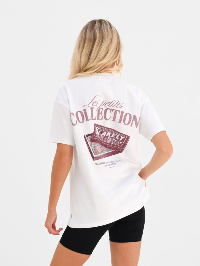 Cece Chocolate Print Oversized T-Shirt - Weiß & Braun