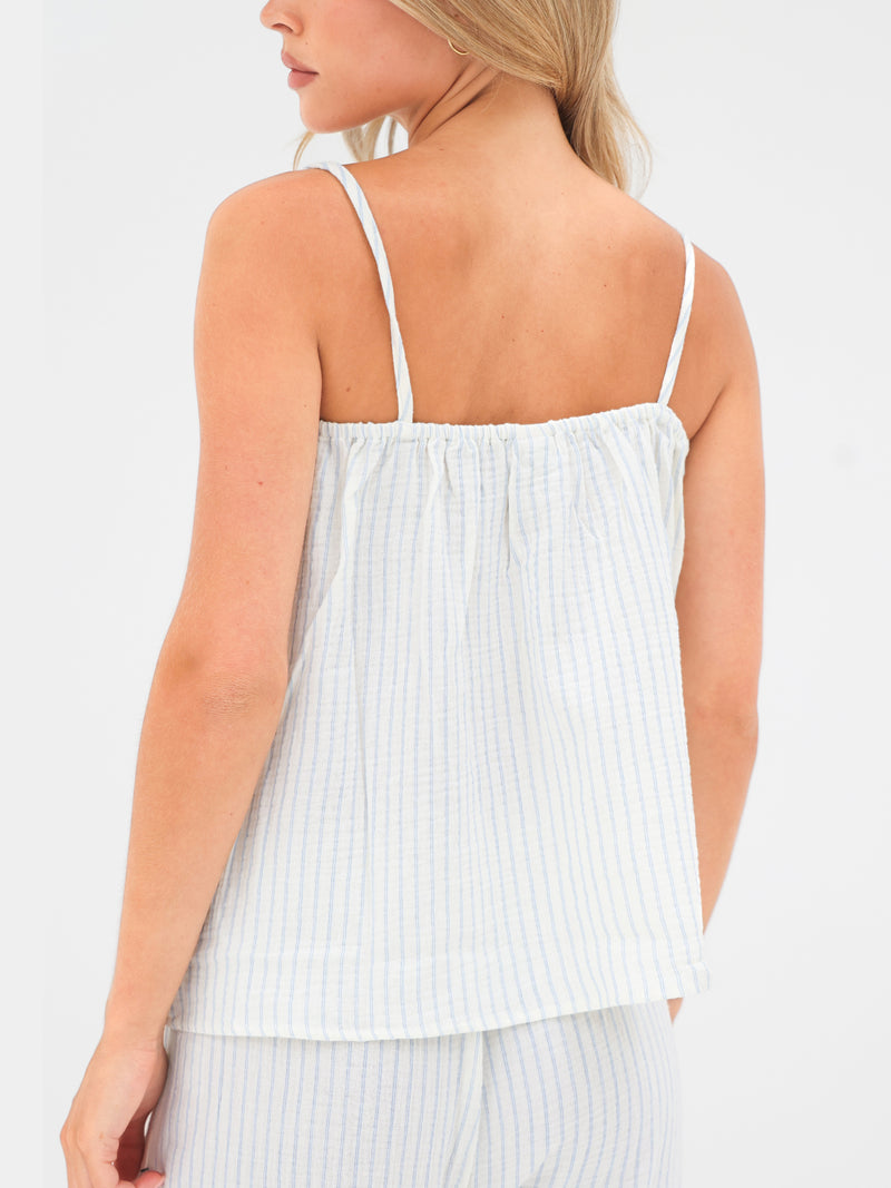 Mila Cami Top - Wit-blauwe streep